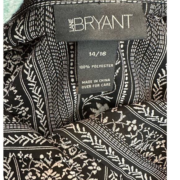 LANE BRYANT Black Printed Stripes Sheer Buttoned Shirt size 14/16 - Picture 3 of 10